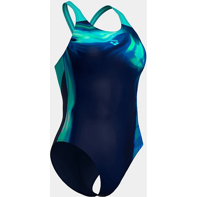 Купальник закрытый для женщин Arena DREAMHLINE SWIMSUIT V BACK синий, бирюзовый