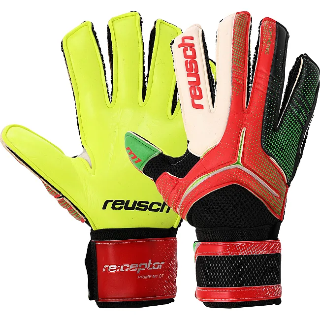 Вратарские перчатки с защитой пальцев REUSCH FB-869 (Зеленый-красный)