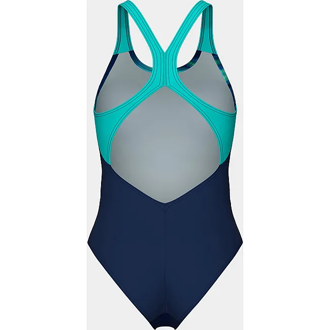 Купальник закрытый для женщин Arena DREAMHLINE SWIMSUIT V BACK синий, бирюзовый