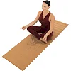 Коврик для йоги Пробковый каучуковый двухслойный Yoga mat RECORD
 FI-7156-6 183x61мx0.4cм с принтом Хамса