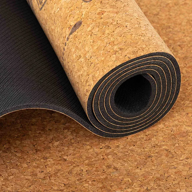 Коврик для йоги Пробковый каучуковый двухслойный Yoga mat RECORD
 FI-7156-6 183x61мx0.4cм с принтом Хамса