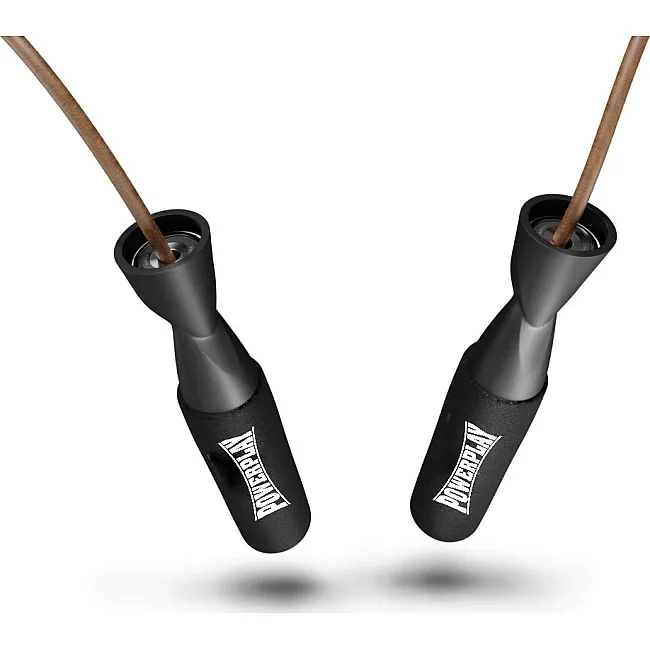 Скакалка кожаная PowerPlay 4214 Leather Jump Rope Черная 2.75 см.