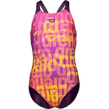 Купальник для девочек Arena MULTI COLOURS SWIMSUIT V BACK сливовый, мультиколор