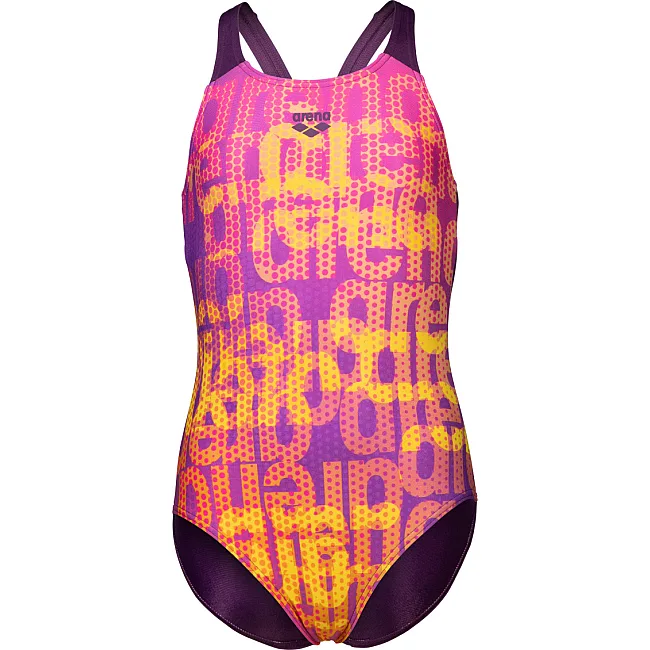 Купальник для девочек Arena MULTI COLOURS SWIMSUIT V BACK сливовый, мультиколор