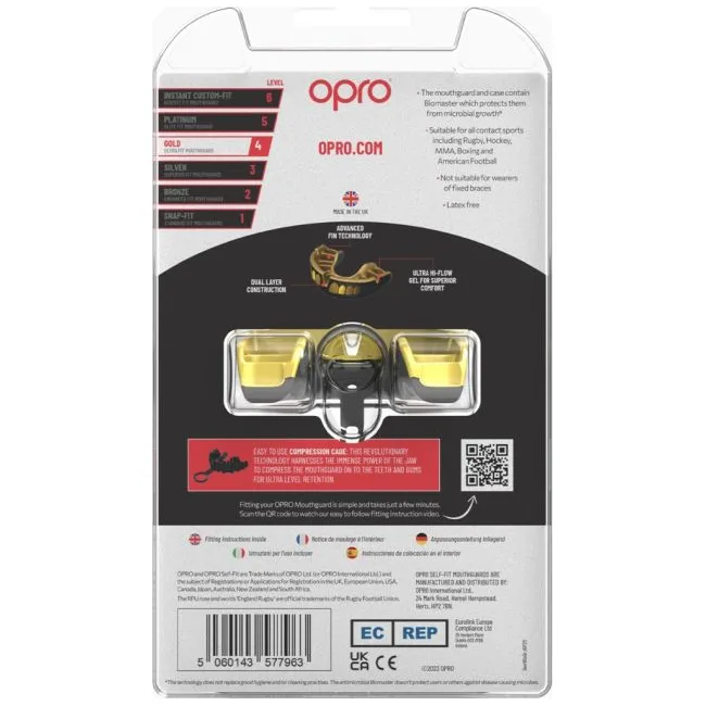 Капа для бокса OPRO Self-Fit GEN5 Gold Level Black Grillz