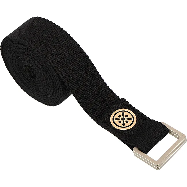 Ремень для йоги с металлической пряжкой BLOOM YOGA STRETCH STRAP LB7088 (Черный)