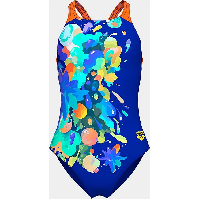 Купальник для девочек Arena PAINTING SWIMSUIT V BACK синий, оранжевый (для детей)