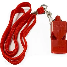 Свисток арбітра пластиковий зі шнурком META Whistle plastic classic with lanyard червоний OFSM