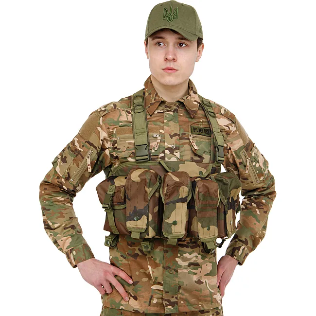 Жилет разгрузочный с подсумками MILITARY RANGERS ZK-V-102 48х59см (Камуфляж Woodland)