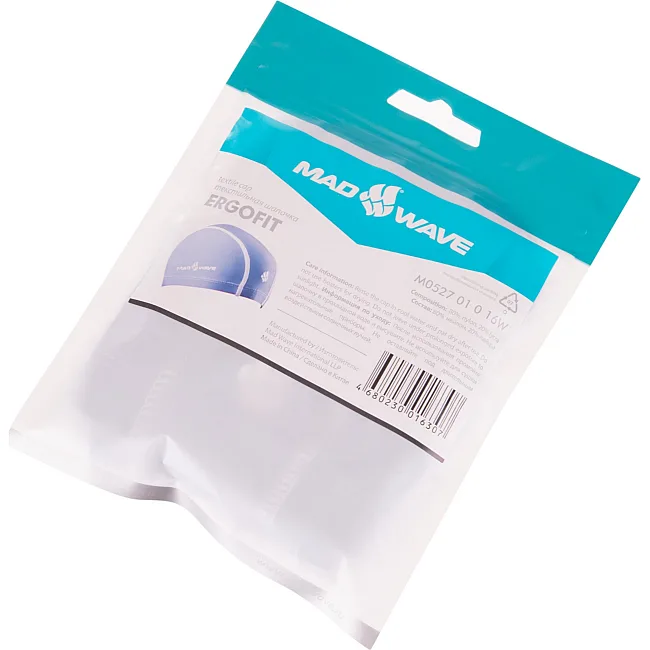 Шапочка для басейну
 текстильна MADWAVE
 Textile cap ERGOFIT M052701 (Синій)