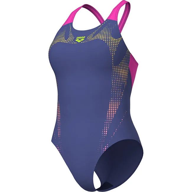 Купальник закрытый для женщин Arena SPIDER WEB SWIMSUIT V BACK розовый