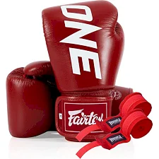 Боксерские перчатки Fairtex BGV1-ONE (натуральная кожа) Red (бинты в комплекте)
