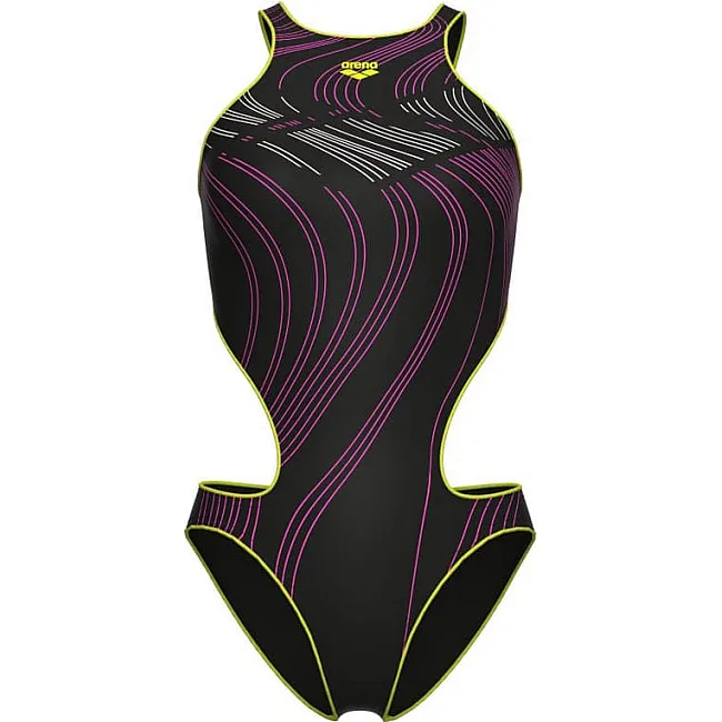 Купальник закрытый для женщин Arena ONE STREAM SWIMSUIT черный, розовый