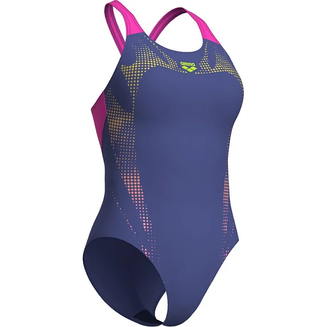 Купальник закрытый для женщин Arena SPIDER WEB SWIMSUIT V BACK розовый