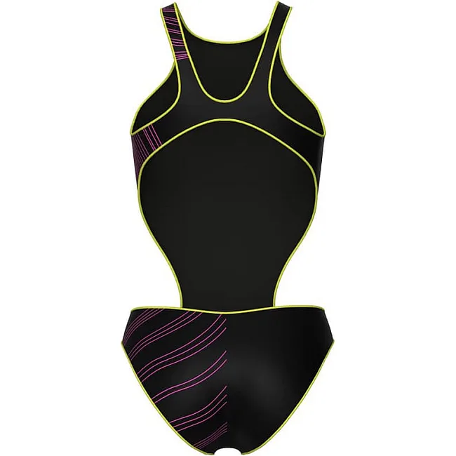 Купальник закрытый для женщин Arena ONE STREAM SWIMSUIT черный, розовый