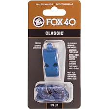Свисток спортивный судейский пластиковый со шнурком CLASSIC FOX40-CLASSIC (Синий)