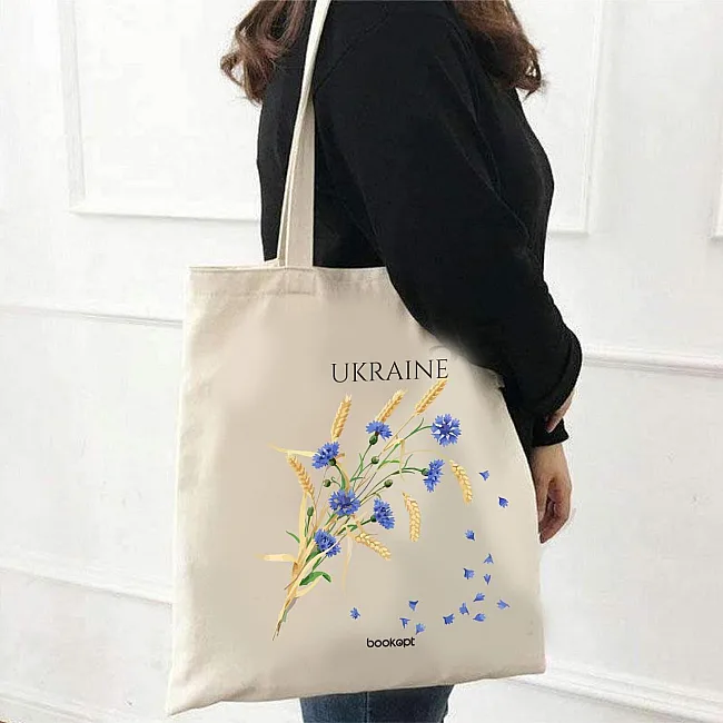 Экошопер BOOKOPT BK4020 Ukraine (Васильки и колосья) бежевый