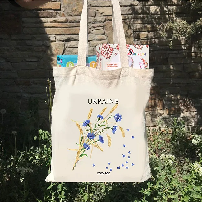 Экошопер BOOKOPT BK4020 Ukraine (Васильки и колосья) бежевый