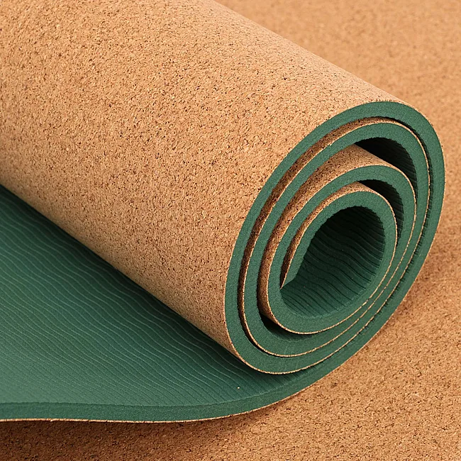 Коврик для йоги Пробковый каучуковый двухслойный Yoga mat BLOOM LB7121 183x61мx0.6cм