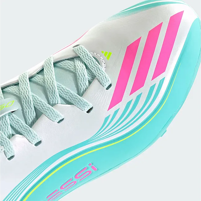 Сороконожки детские ADIDAS F50 MESSI CLUB TF J белый, бирюзовый, розовый (для детей)