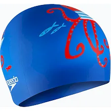 Дитяча шапка для плавання Speedo SLOGAN PRT CAP JU/JF/JM синій, червоний OSFM