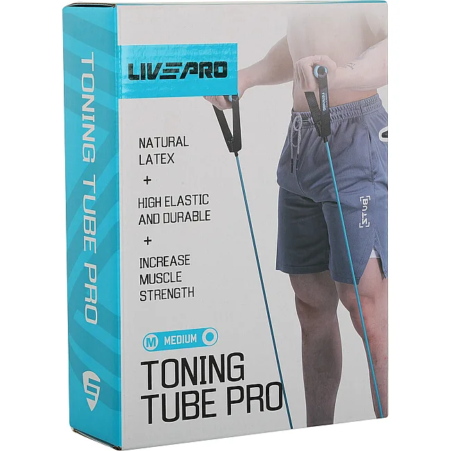 Трубчатый эспандер
 с ручками 20LB LiveUp LP8405-M 120см нагрузка 9кг (Синий)