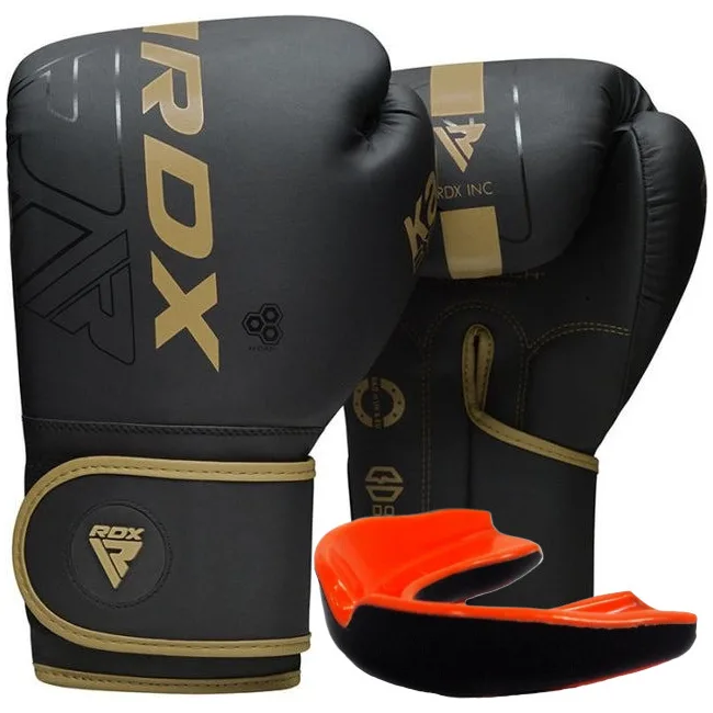 Боксерские перчатки RDX F6 Kara Matte Golden (капа в комплекте)
