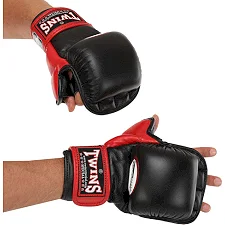 Перчатки Крабы спаринговые для MMA TWINS GGL-1 (Черный-красный)