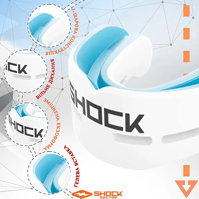 Капа бокса Shock Doctor Nano Double взрослая, на верхние и нижние зубы (возраст 11+.) White (art. 6702-WH-AD)