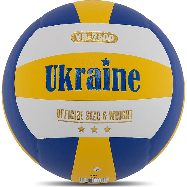 Волейбольный мяч
 UKRAINE VB-7600 №5 PU
-синий (Желтый-белый-синий)
