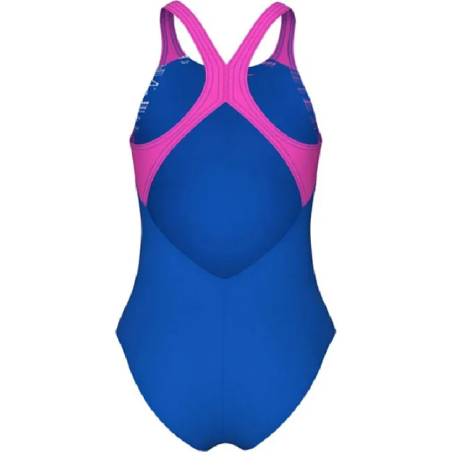 Купальник для девочек Arena PASTIME SWIMSUIT V BACK синий, розовый, бирюзовый