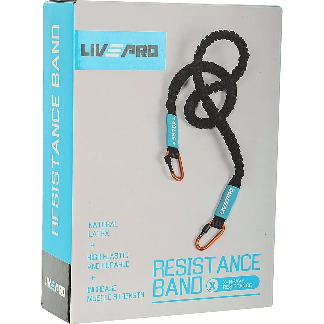 Трубчатый эспандер
 с карабином в защитном рукаве RESISTANCE TUBE LiveUp LP8401-XL очень высокая