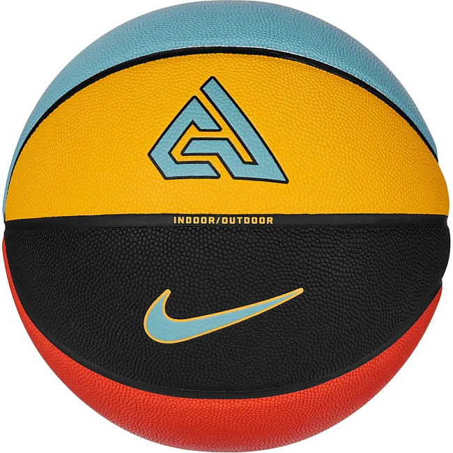 М'яч баскетбольний Nike ALL COURT 2.0 8P G ANTETOKOUNMPO DEFLATED чорний, жовтий, блакитний, червони
