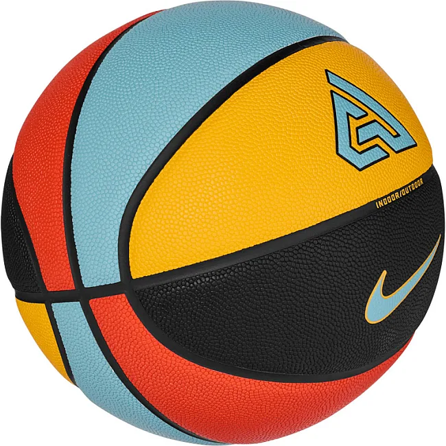 М'яч баскетбольний Nike ALL COURT 2.0 8P G ANTETOKOUNMPO DEFLATED чорний, жовтий, блакитний, червони