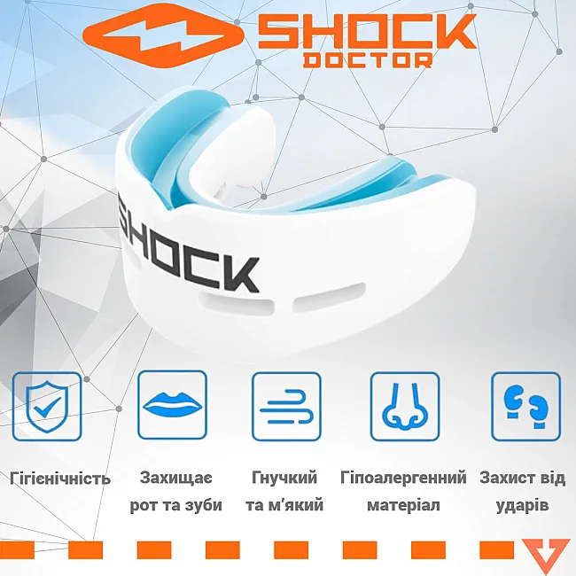 Капа бокса Shock Doctor Nano Double взрослая, на верхние и нижние зубы (возраст 11+.) White (art. 6702-WH-AD)