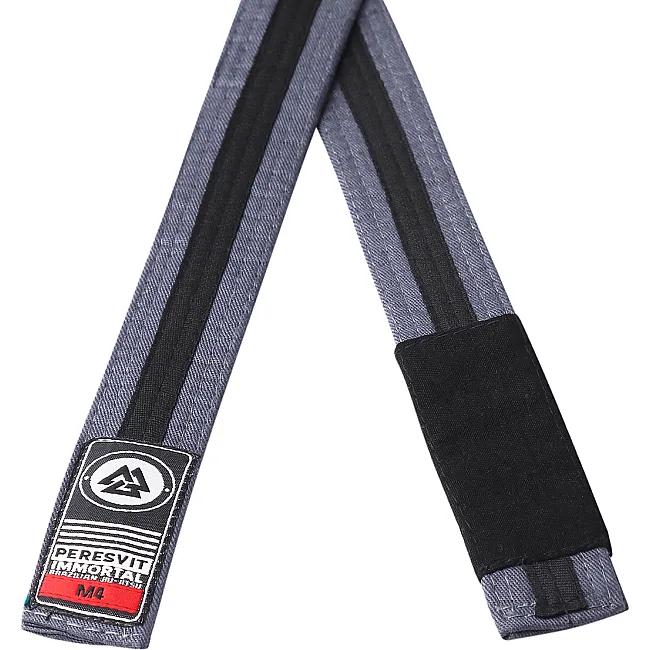 Детский пояс для кимоно БЖЖ Peresvit Grey Black Stripe