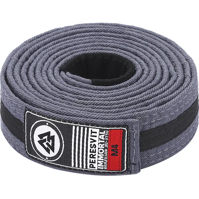 Детский пояс для кимоно БЖЖ Peresvit Grey Black Stripe
