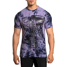 Футболка мужская AFFLICTION Brighton s Tee Dusk Purple Plumeria Crystal