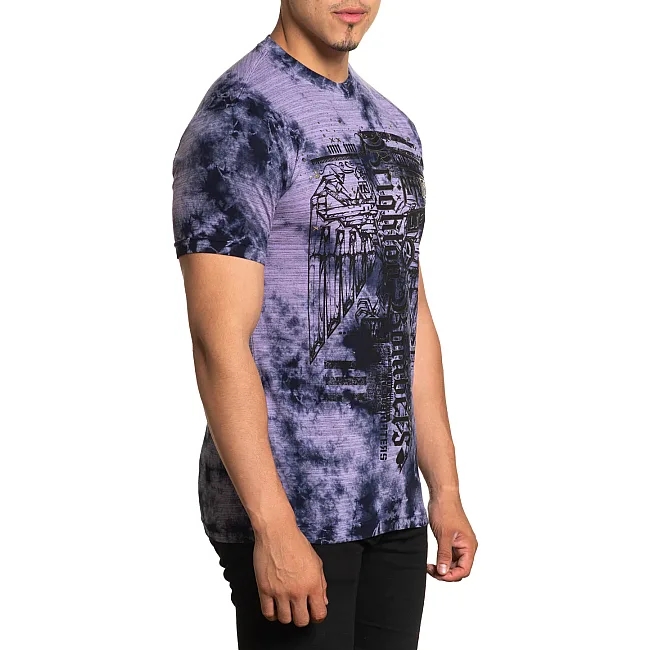 Футболка мужская AFFLICTION Brighton s Tee Dusk Purple Plumeria Crystal