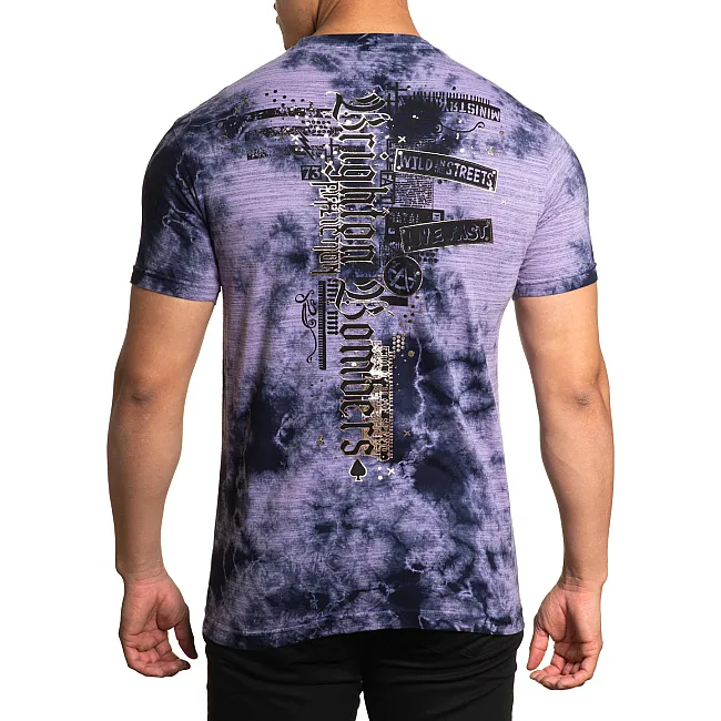 Футболка мужская AFFLICTION Brighton s Tee Dusk Purple Plumeria Crystal