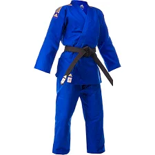 Кимоно для дзюдо Adidas Champion 2 с лицензией IJF (синий/золотые полосы, J-IJFB-SMU)