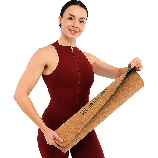Коврик для йоги Пробковый каучуковый двухслойный Yoga mat BLOOM LB7121 183x61мx0.6cм