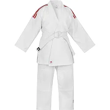 Кімоно для дзюдо Adidas Club з червоними смугами на плечах (білий) J350P