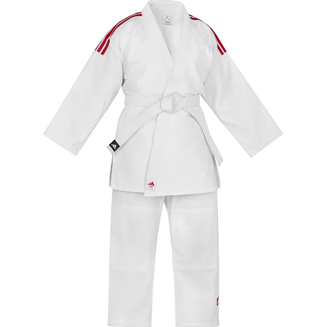 Кімоно для дзюдо Adidas Club з червоними смугами на плечах (білий) J350P