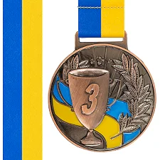Медаль спортивна зі стрічкою SP-SPORT UKRAINE з українською символікою C-6833 (Бронзовий)