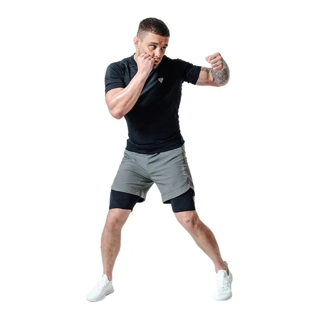 Компрессионные шорты для ММА RDX MMA T16 2-в-1 GREY/BLACK
