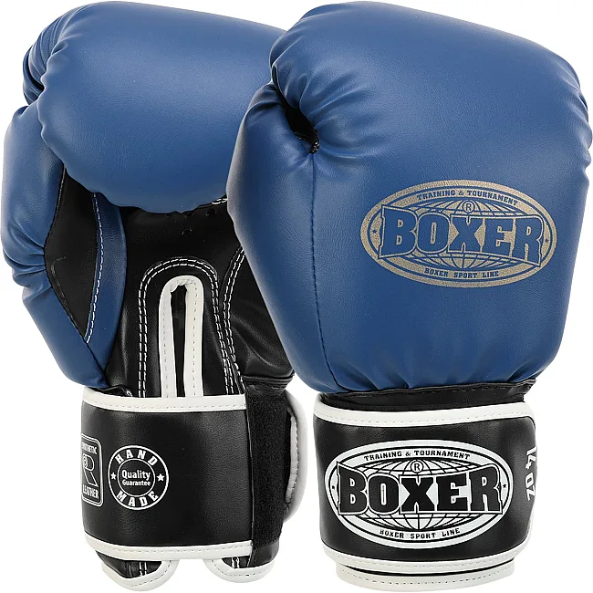Рукавички для боксу штучна шкіра BOXER Еліт 2022 (Синій-чорний)