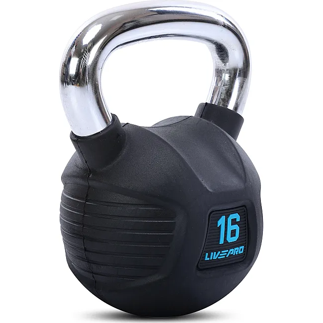 Гиря тренировочная цельная
 с хромированной ручкой LiveUp LP8043-16 вес 16кг