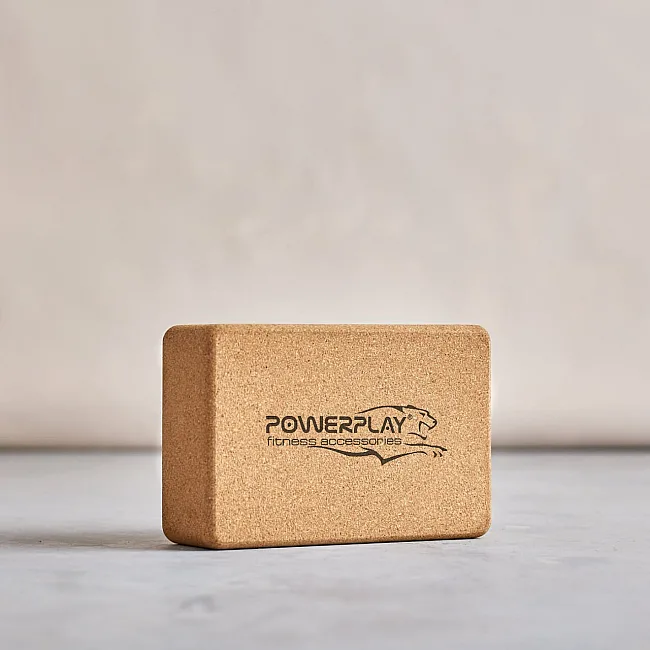 Блоки для йоги 2шт. PowerPlay PP_4006 из пробкового дерева Cork Yoga Block (пара)