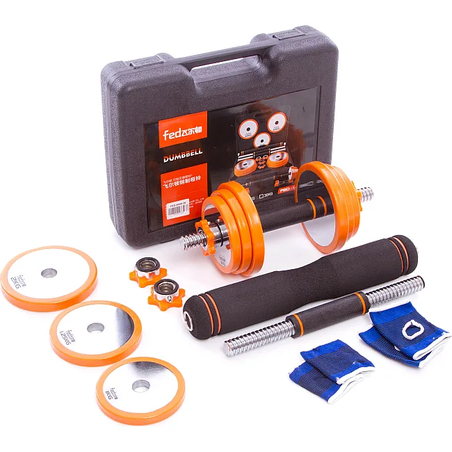 Гантели трансформер превращаются в штангу 3в1 в пластиковом кейсе FEIERDUN 
FED-8008-20 20кг